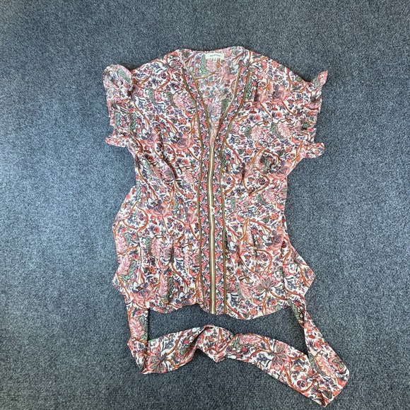 Max Studio Tops - Max Studio Blouse Top Women S Multicolor Floral Smocked Tie Waist Flutter Sleeve